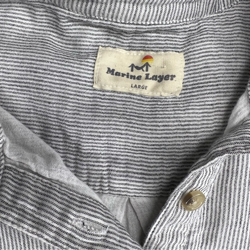 Marine Layer Stripe Quarter Button Up Long Sleeve L - Picture 6 of 6